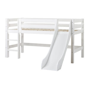 Hoppekids ECO Luxury half high bed 90x200cm with slide, Flexible slat frame, White