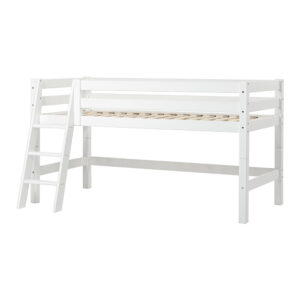Hoppekids ECO Luxury half high bed 90x200 cm with slanted ladder and Flexible slat frame, White