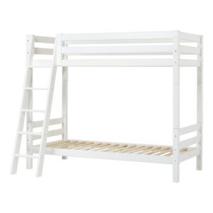 Hoppekids ECO Luxury high bunk bed 90x200cm with slanted ladder, Flexible slat frame, White