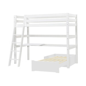 Hoppekids ECO Luxury MEGA-bed 90x200cm with slanted ladder, lounge-module and desk, White