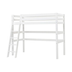 Hoppekids ECO Luxury High sleeper 90x200cm with slanted ladder, Flexible slat frame, White