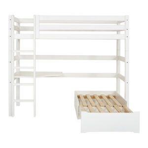 Hoppekids ECO Luxury MEGA bed 90x200cm with lounge-Module and desk, Flexible slat frame, White