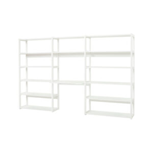 Hoppekids STOREY bookshelf with 3 sections, 14 shelves and desktop 80 cm wide, White