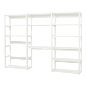 Hoppekids STOREY bookshelf with 3 sections, 12 shelves and desktop 80 cm wide, White