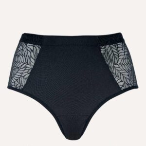 Recycled Lace Leaf High-Waist, black